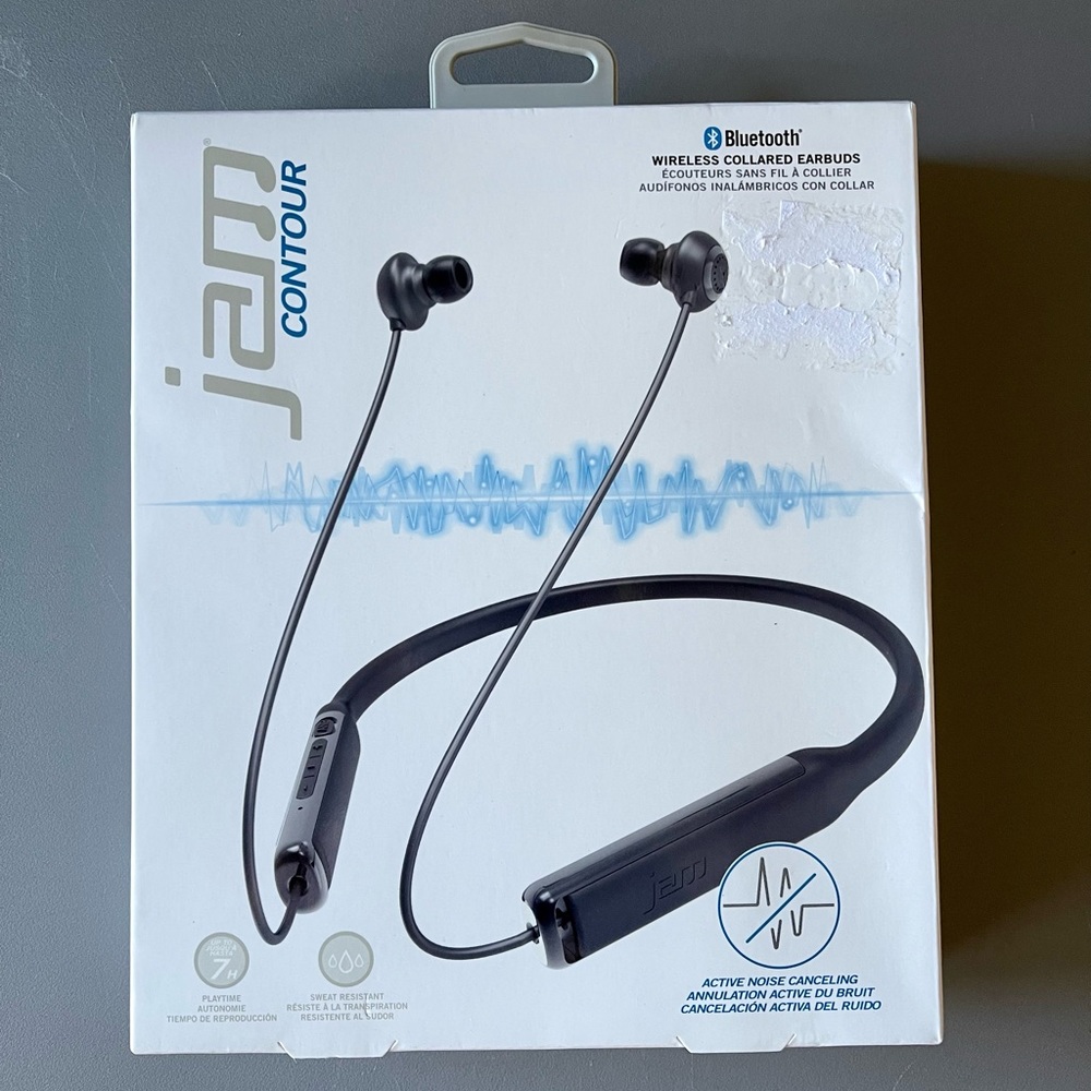 JAM - CONTOUR Wireless In-Ear Behind-the-Neck Noise Canceling Headphones - Black